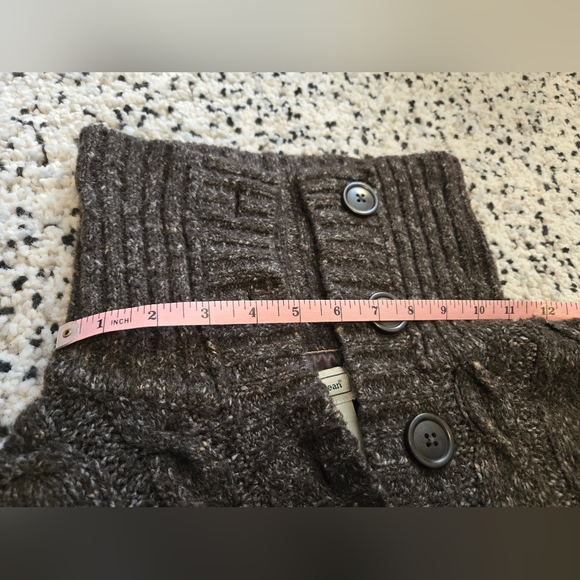 L.L.Bean Brown, Wool blend, Mock neck Cardigan. Size LG - Picture 12 of 12